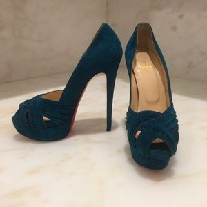 Christian Louboutin Aborina Suede Peep Toe Heel